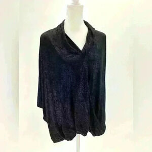 L J. LO LOPEZ Women Black Sparkle Party Top Blouse A86 Large